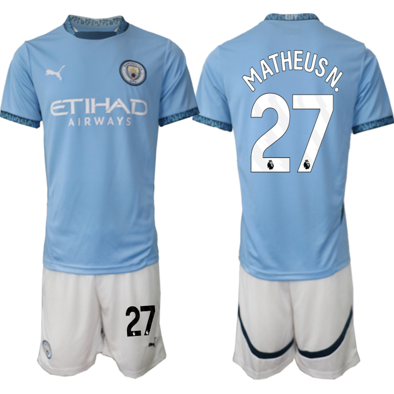 Men 2024-2025 Club Manchester City home blue 27 Soccer Jersey